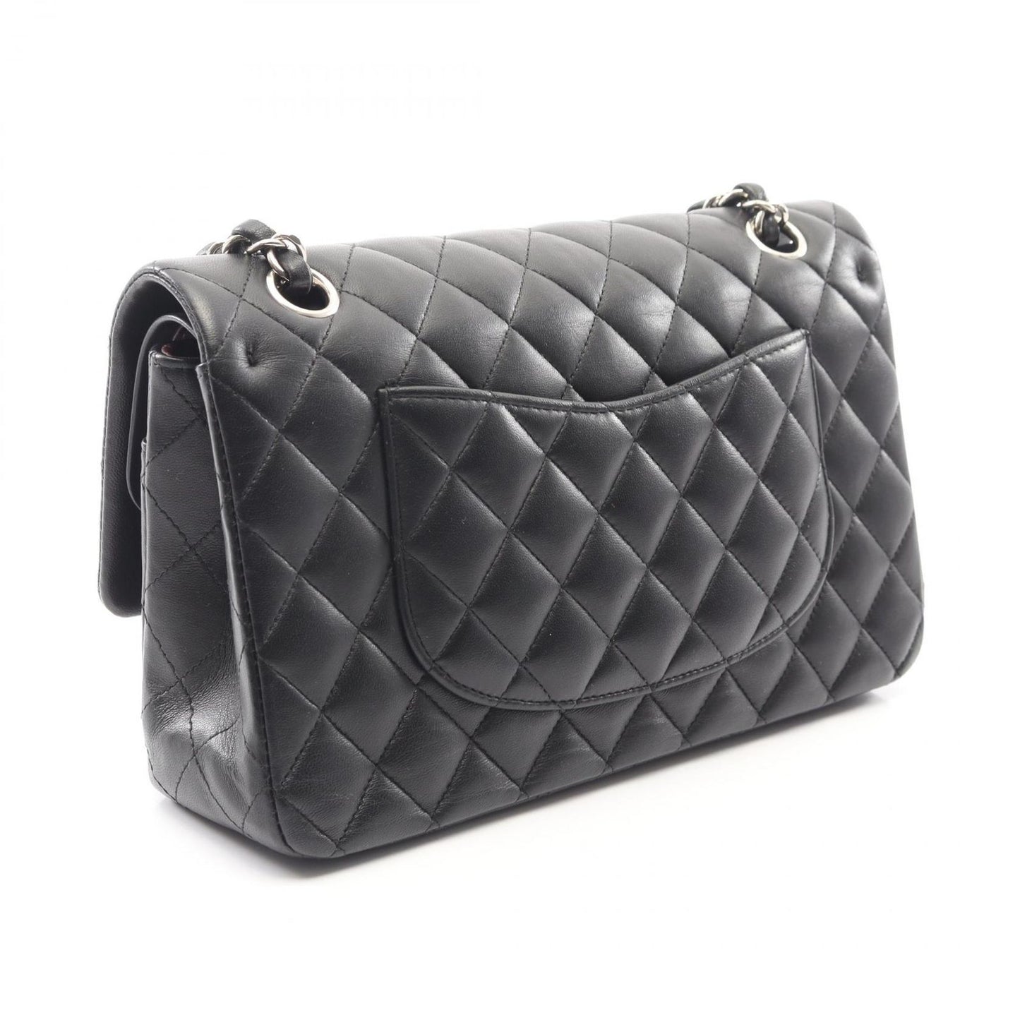 Chanel Shoulder Bag Quilted Double Flap Black Lambskin Chain — view 2