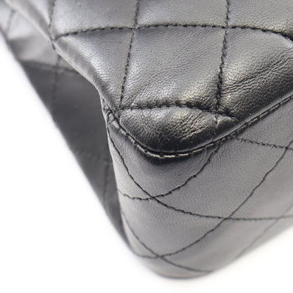 Chanel Shoulder Bag Quilted Double Flap Black Lambskin Chain — view 7