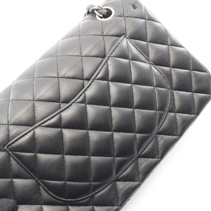 Chanel Shoulder Bag Quilted Double Flap Black Lambskin Chain — view 8