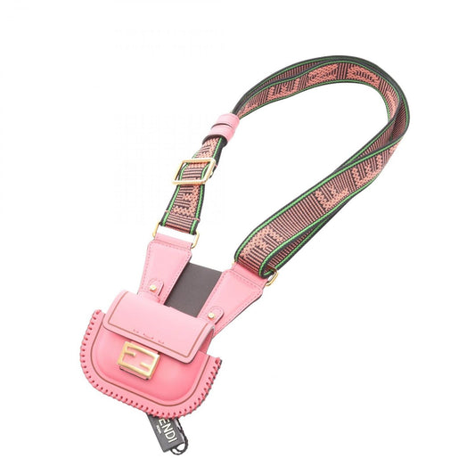 Fendi Pico Baguette Airpods Case Pink Leather Shoulder Strap