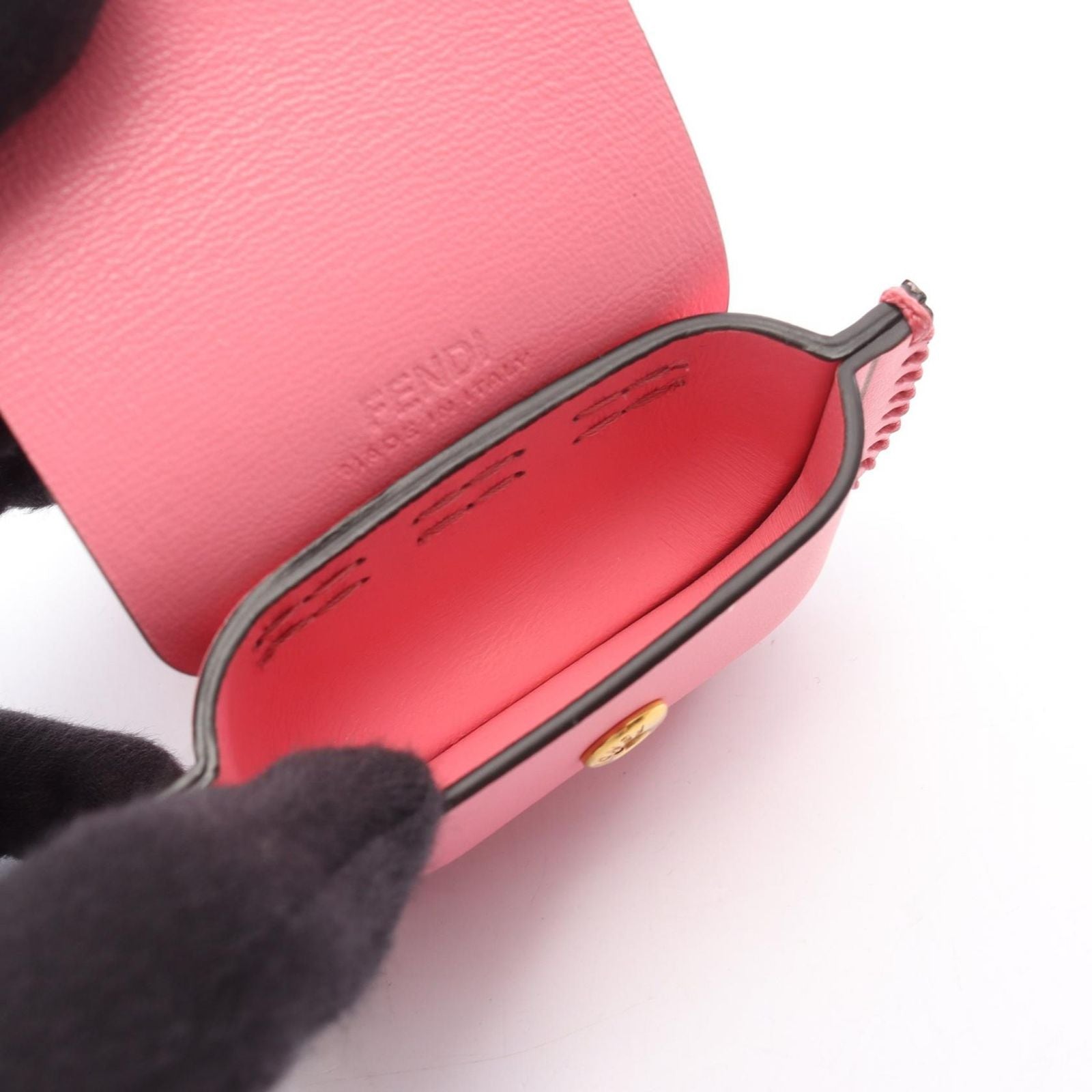 Fendi Pico Baguette Airpods Case Pink Leather Shoulder Strap — view 3