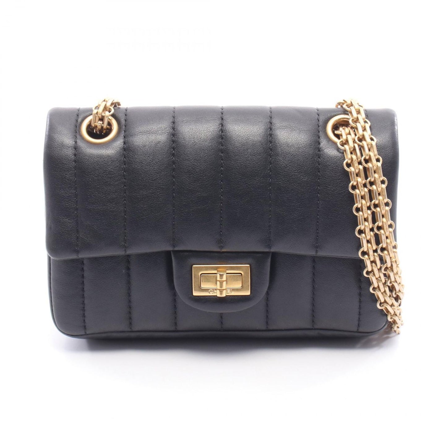 Chanel Shoulder Bag 2.55 Black Lambskin Mademoiselle Mini Chain