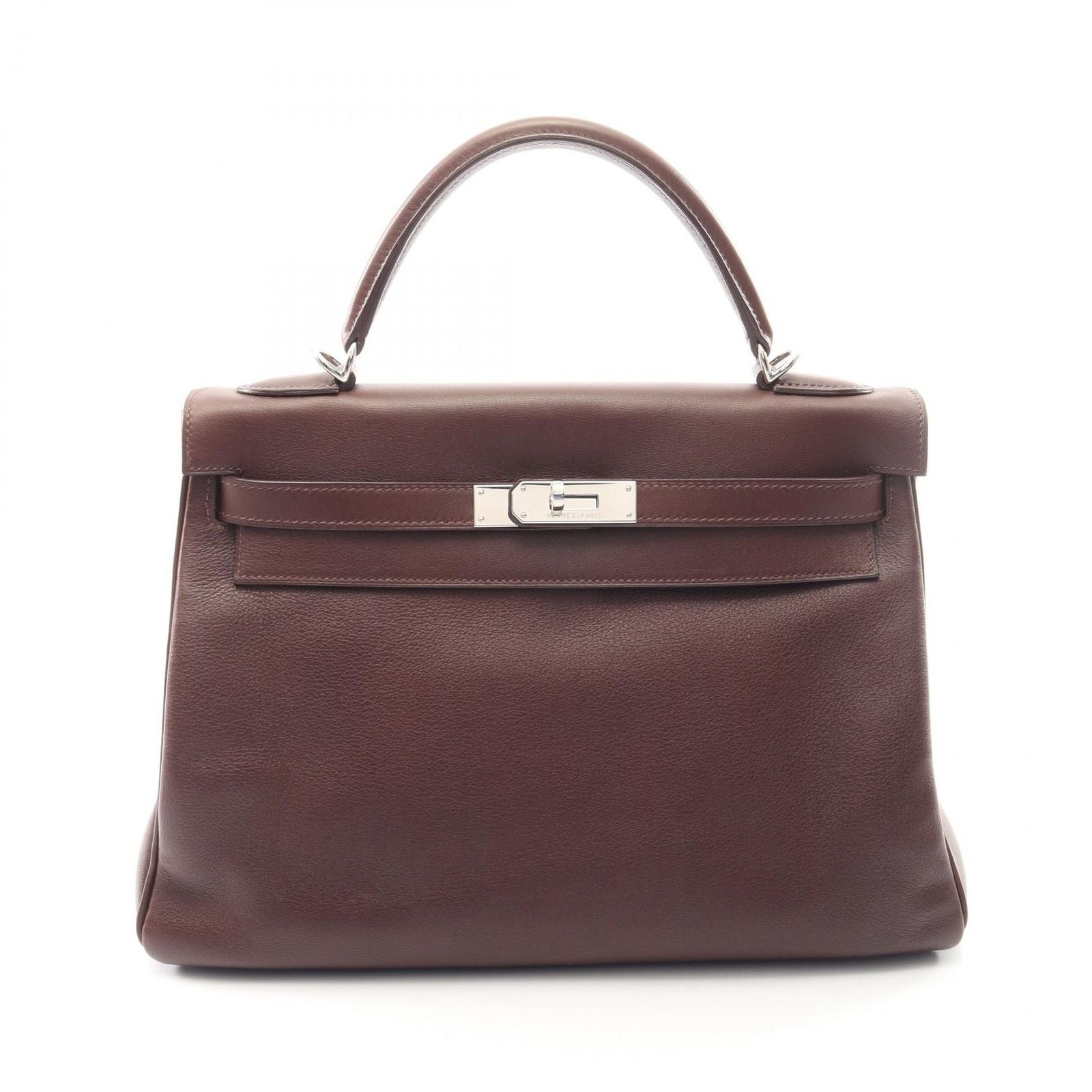 Hermes Handbag Kelly 32 Retourne 2-Way Havana Leather