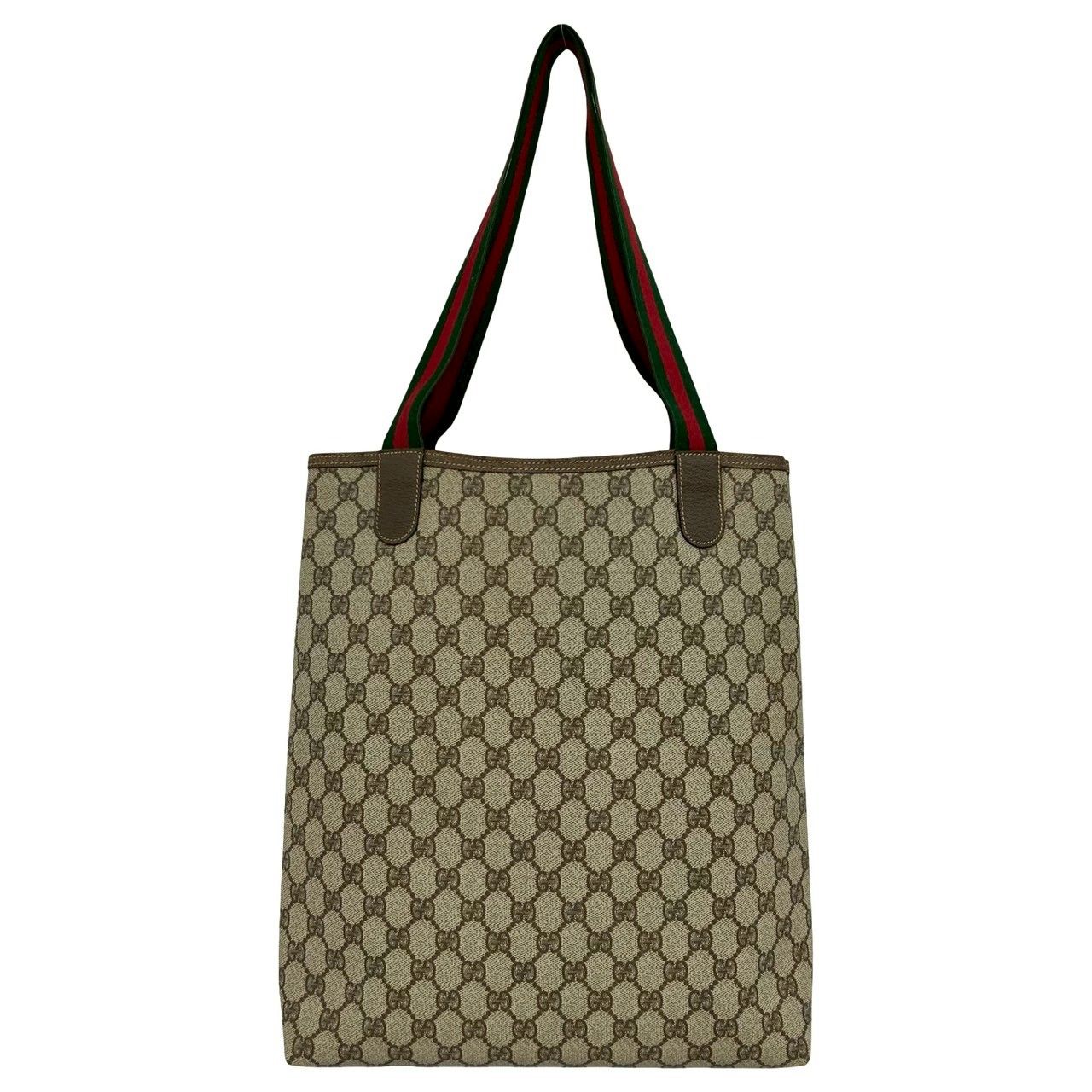 Gucci Vintage Sherry Line GG Logo Leather Tote Brown — view 3