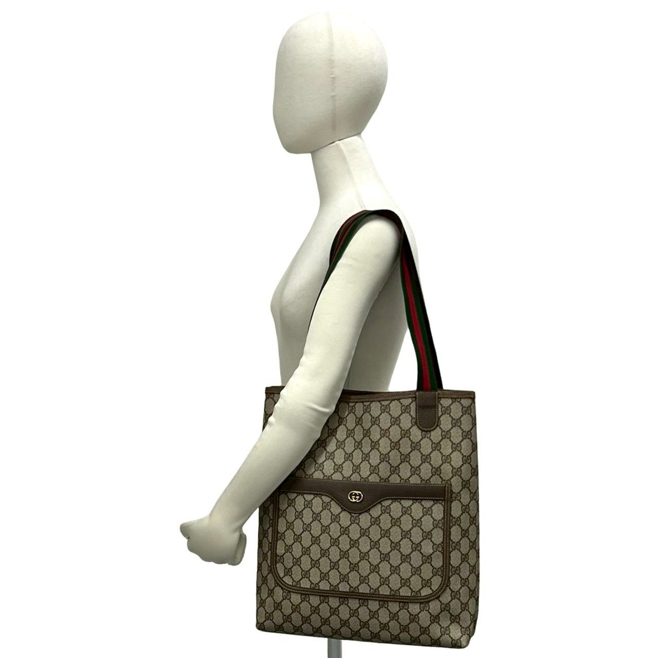 Gucci Vintage Sherry Line GG Logo Leather Tote Brown — view 2