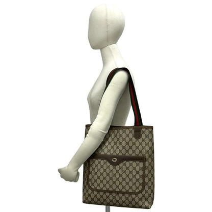Gucci Vintage Sherry Line GG Logo Leather Tote Brown — view 2