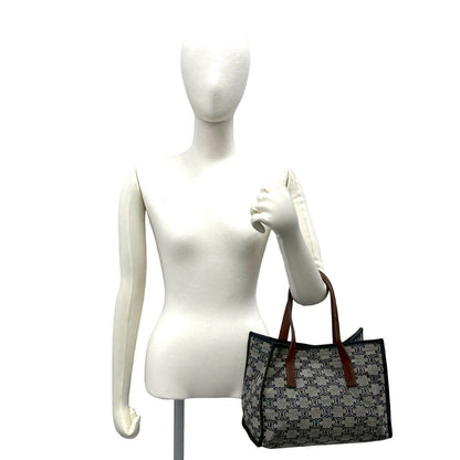 Celine Paris Macadam All Over Pattern Canvas Leather Handbag Mini Tote Gray — view 2