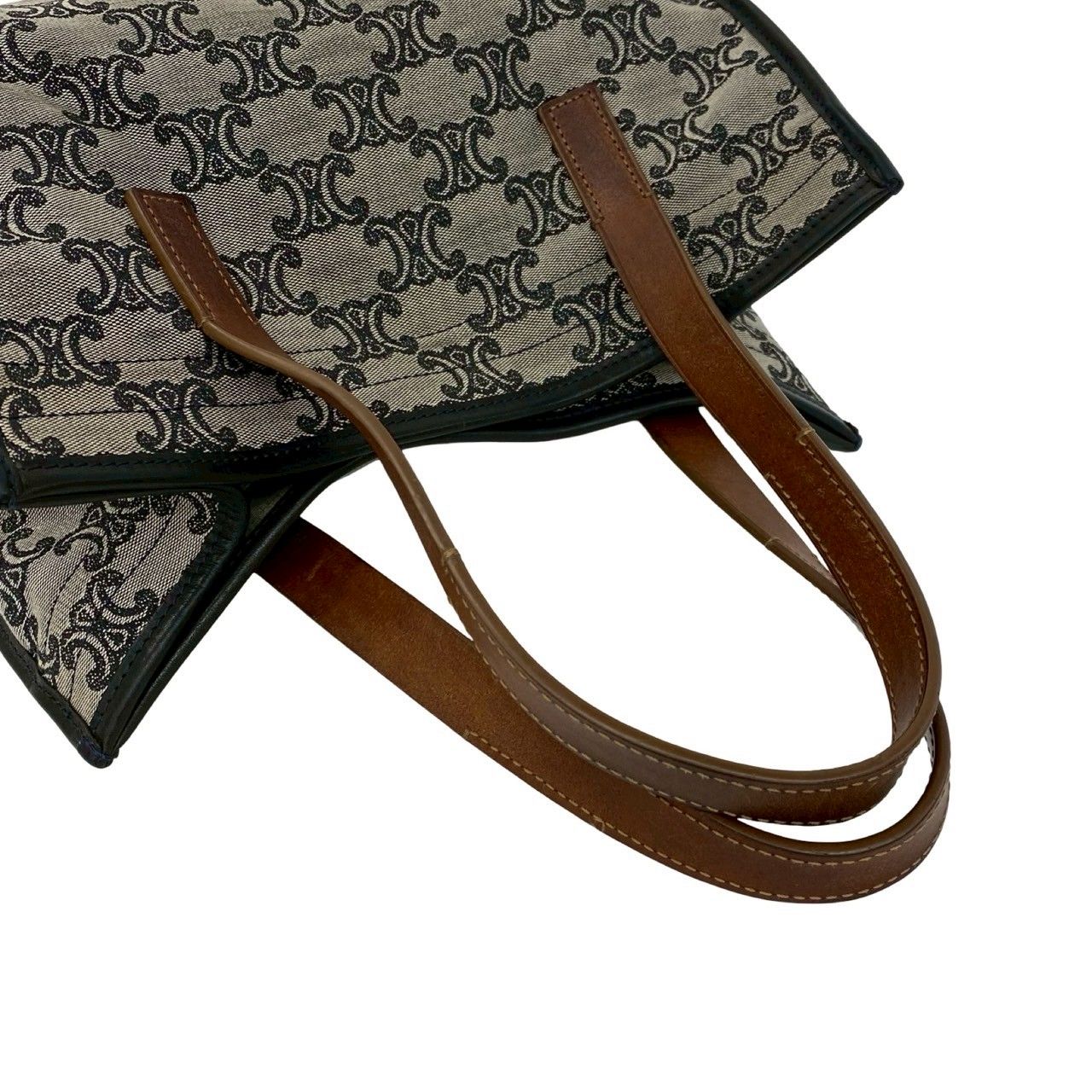 Celine Paris Macadam All Over Pattern Canvas Leather Handbag Mini Tote Gray — view 4