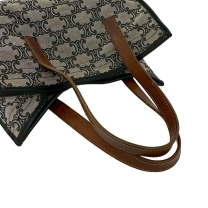 Celine Paris Macadam All Over Pattern Canvas Leather Handbag Mini Tote Gray — view 4