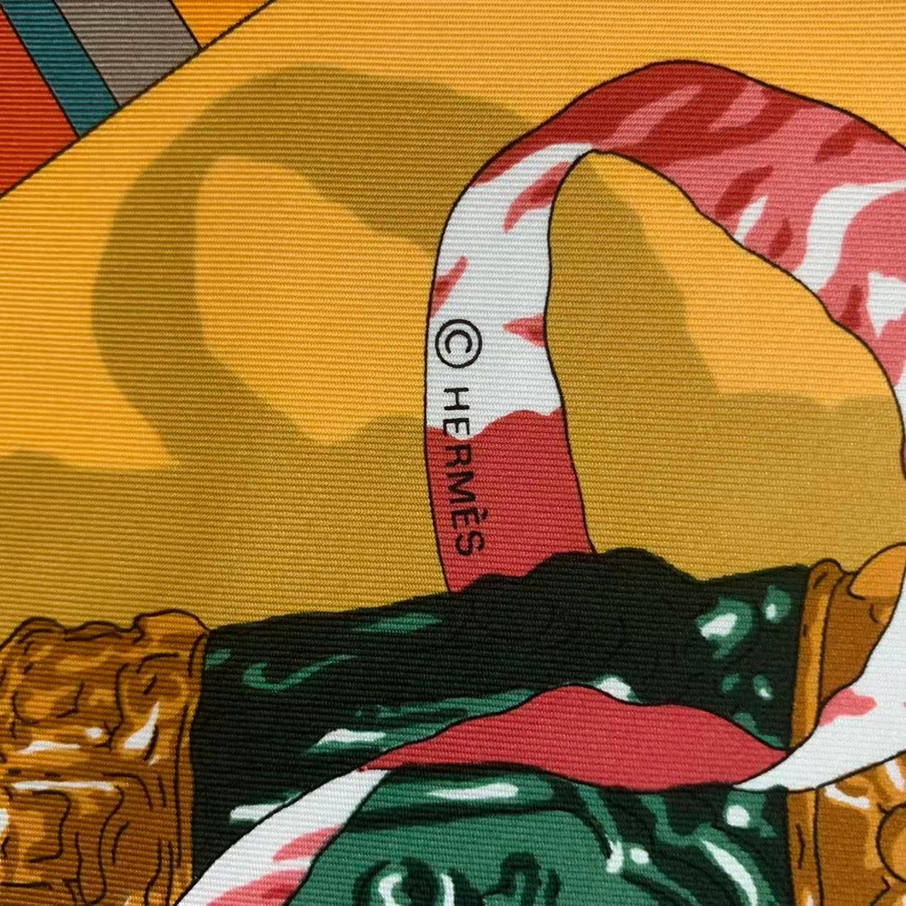 Hermes Carre 90 Scarf Silk Prieres AU Vent Prayer in the Wind Yellow — view 9