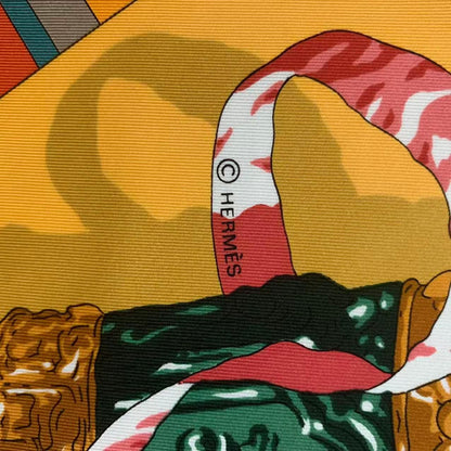 Hermes Carre 90 Scarf Silk Prieres AU Vent Prayer in the Wind Yellow — view 9