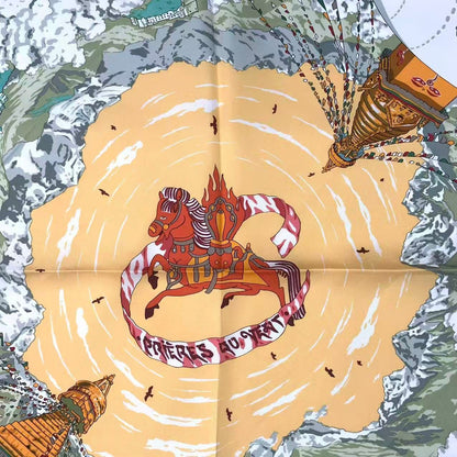 Hermes Carre 90 Scarf Silk Prieres AU Vent Prayer in the Wind Yellow — view 6