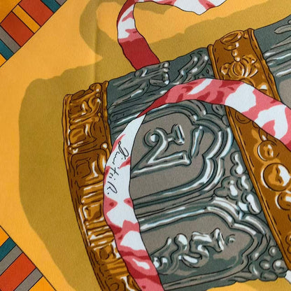 Hermes Carre 90 Scarf Silk Prieres AU Vent Prayer in the Wind Yellow — view 8