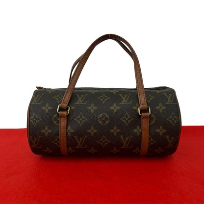 Louis Vuitton Vintage Papillon 26 Monogram Leather Handbag Drum Bag Brown