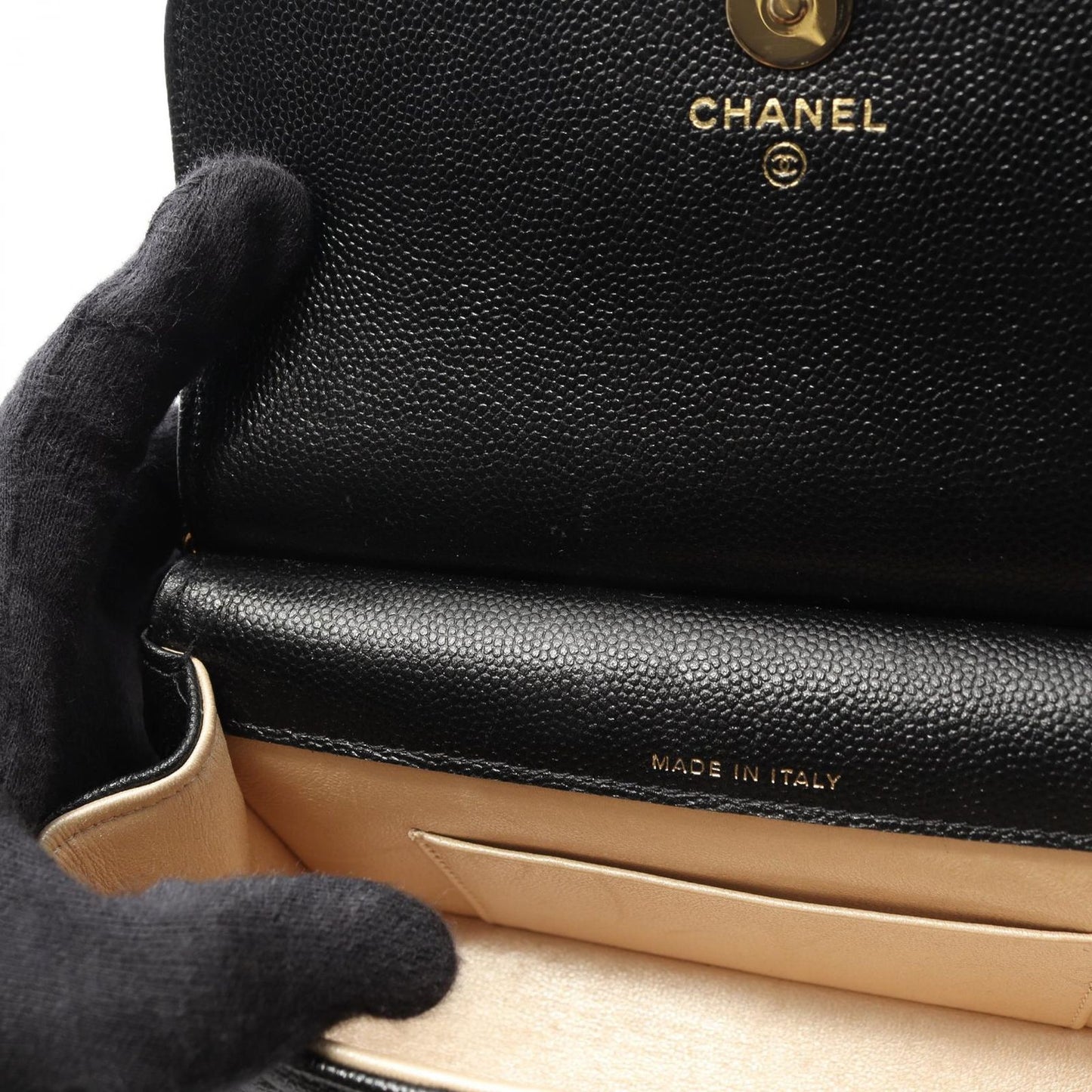 Chanel Shoulder Bag Quilted Black Calf Chain — view 7