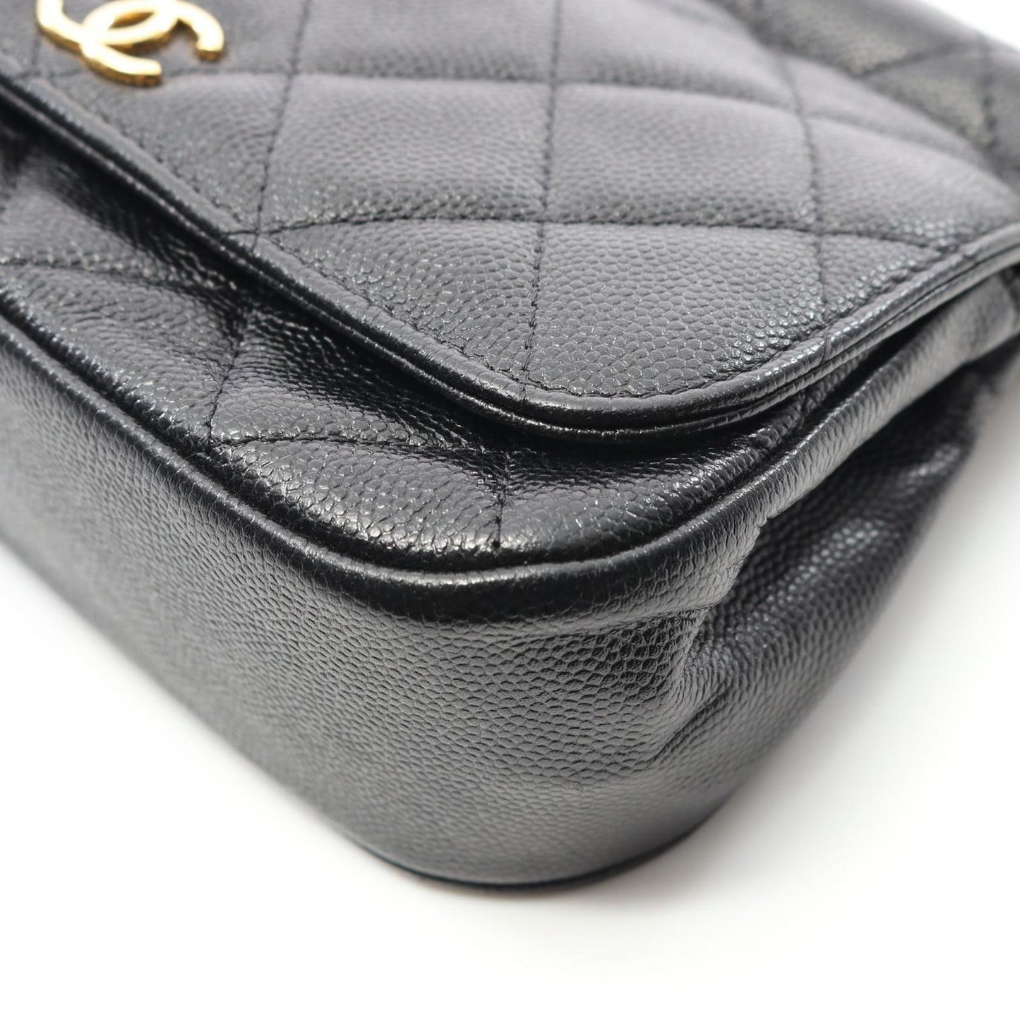 Chanel Shoulder Bag Quilted Black Calf Chain — view 8