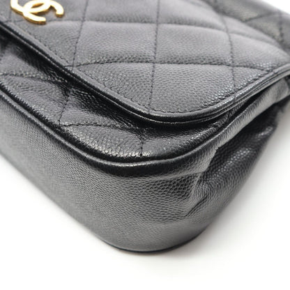 Chanel Shoulder Bag Quilted Black Calf Chain — view 8