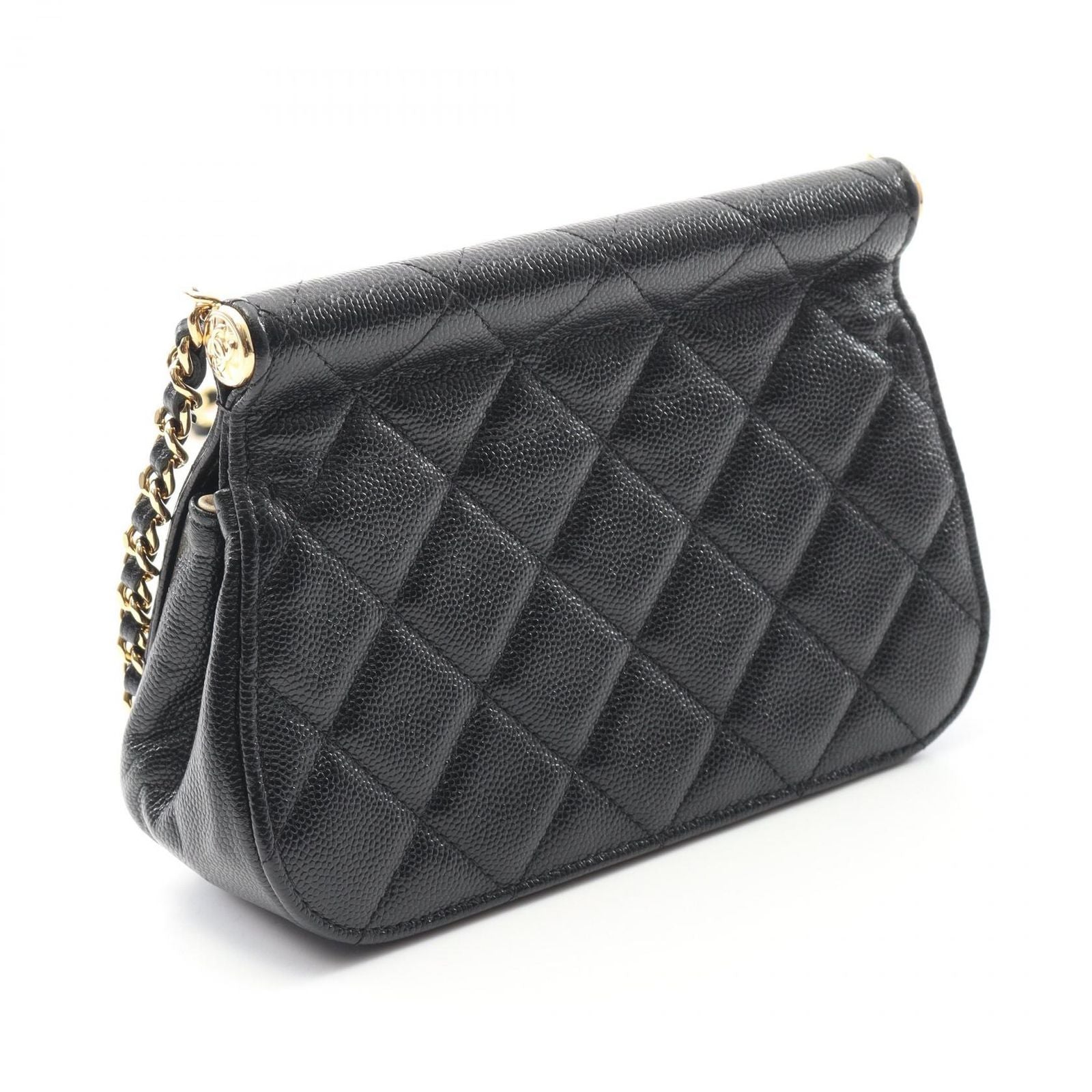 Chanel Shoulder Bag Quilted Black Calf Chain — view 2