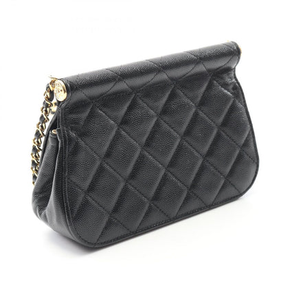 Chanel Shoulder Bag Quilted Black Calf Chain — view 2