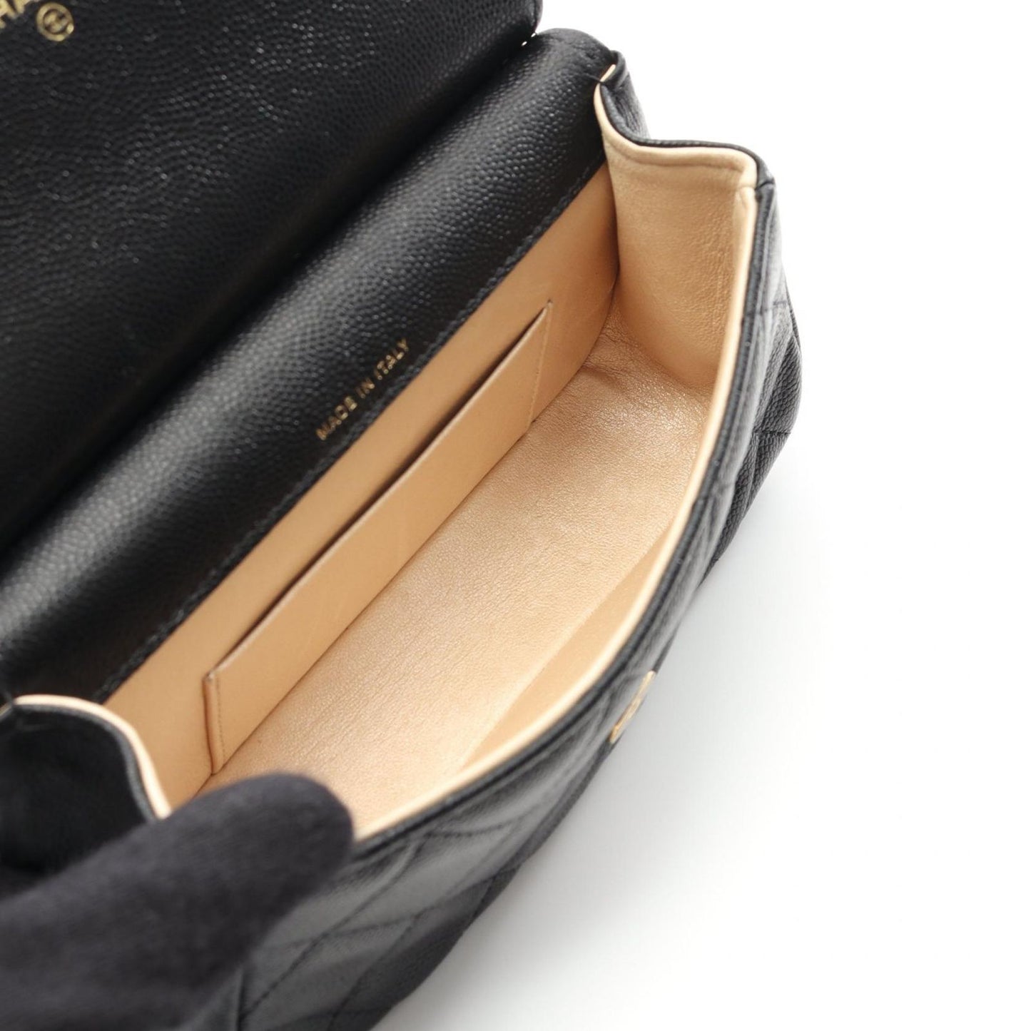 Chanel Shoulder Bag Quilted Black Calf Chain — view 3