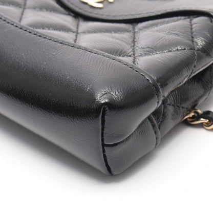 Chanel Shoulder Bag Chain Clutch Black Leather Quilted — view 6