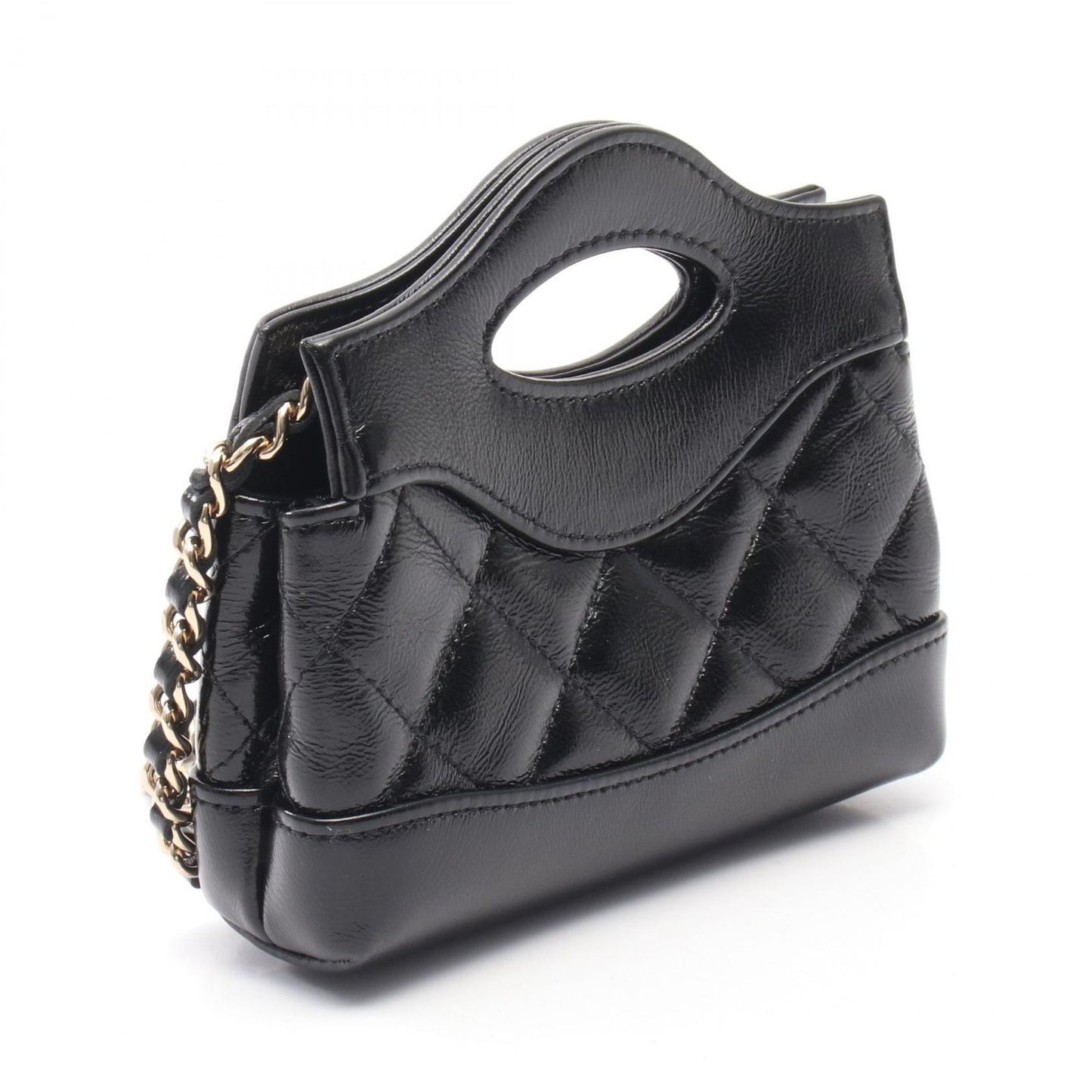 Chanel Shoulder Bag Chain Clutch Black Leather Quilted — view 2