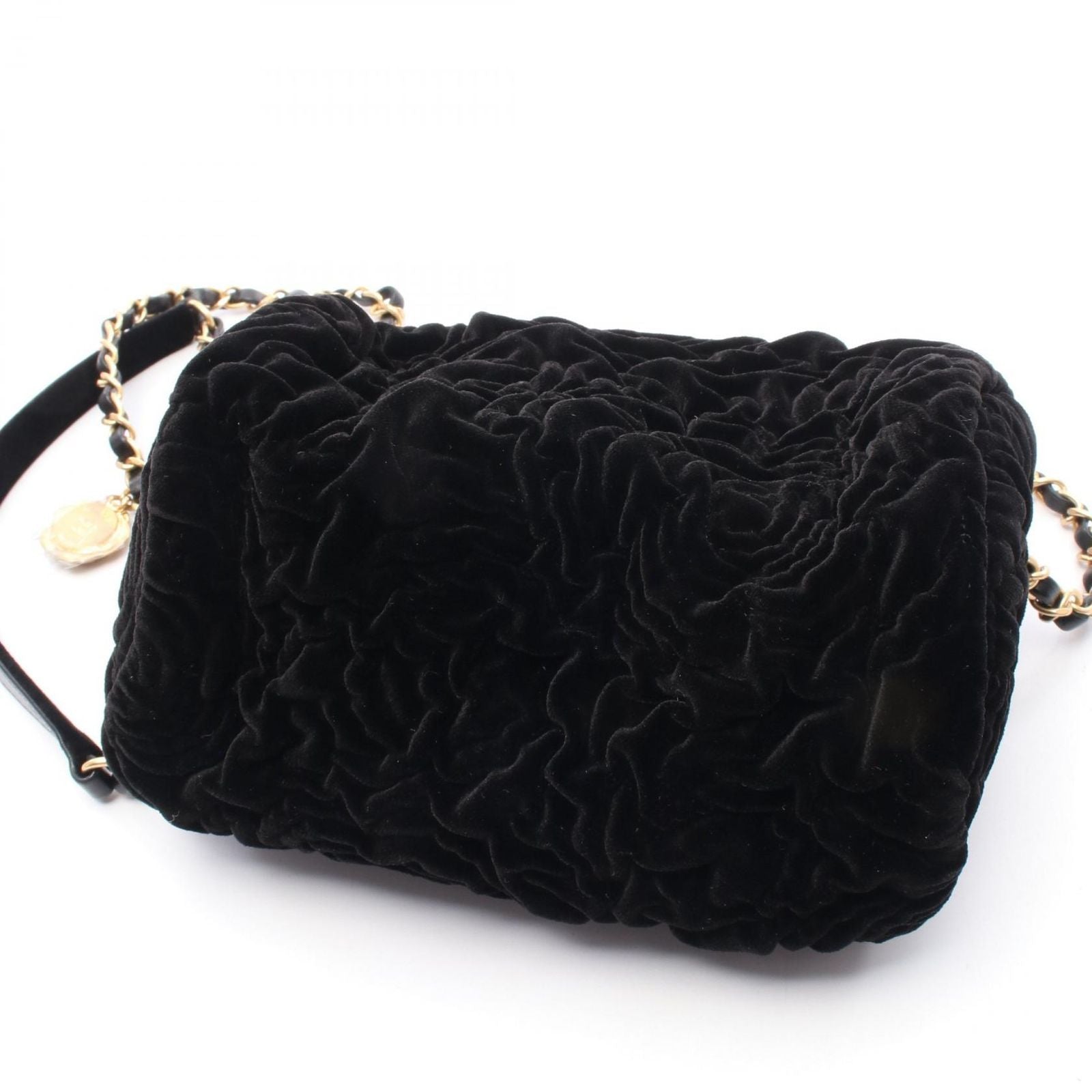 Chanel Shoulder Bag Camellia Black Leather 2-Way Chain — view 6