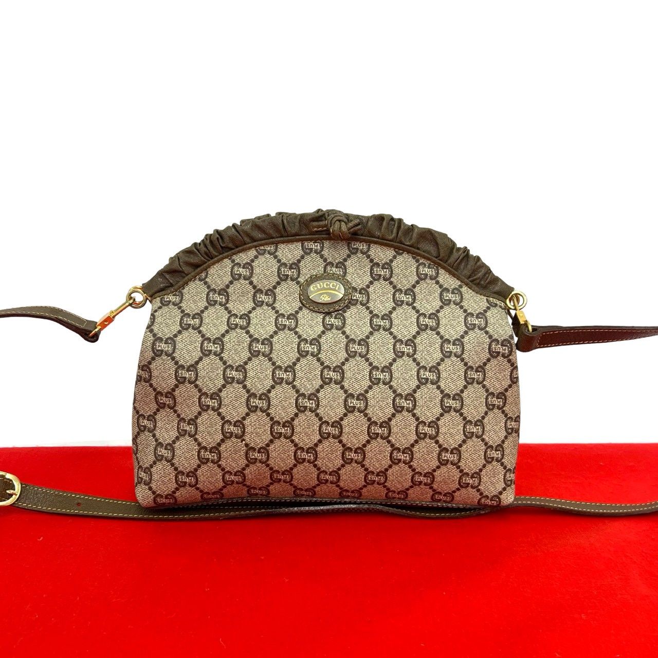 Gucci Vintage Plus Leather Shoulder Bag Pochette Brown