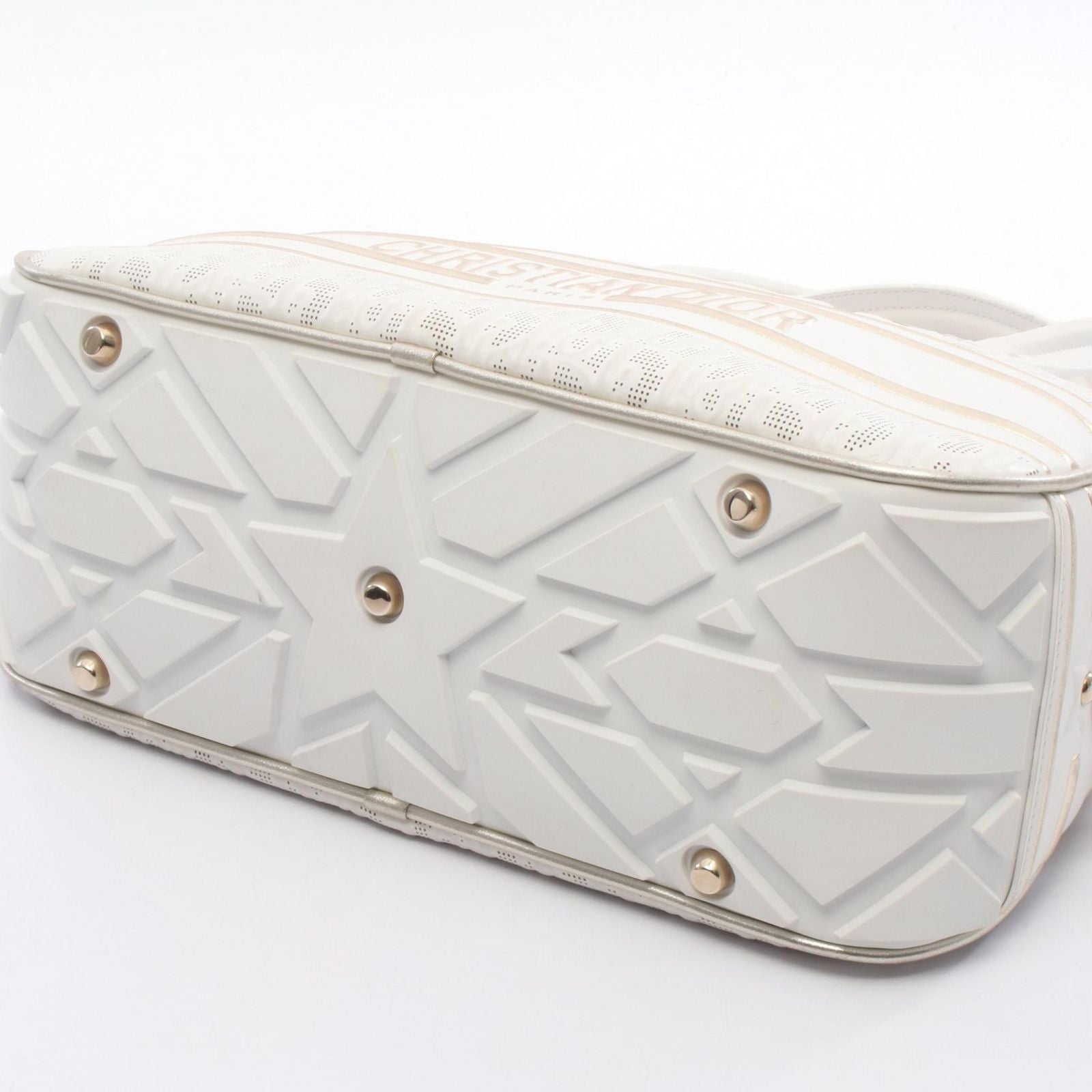 Dior Vibe Bowling Bag White Champagne Gold Leather Bow — view 9