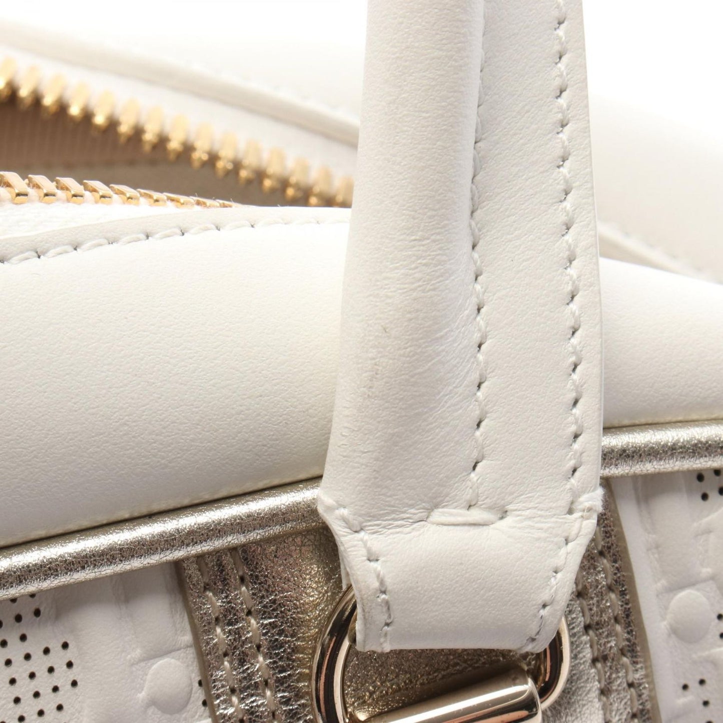 Dior Vibe Bowling Bag White Champagne Gold Leather Bow — view 8