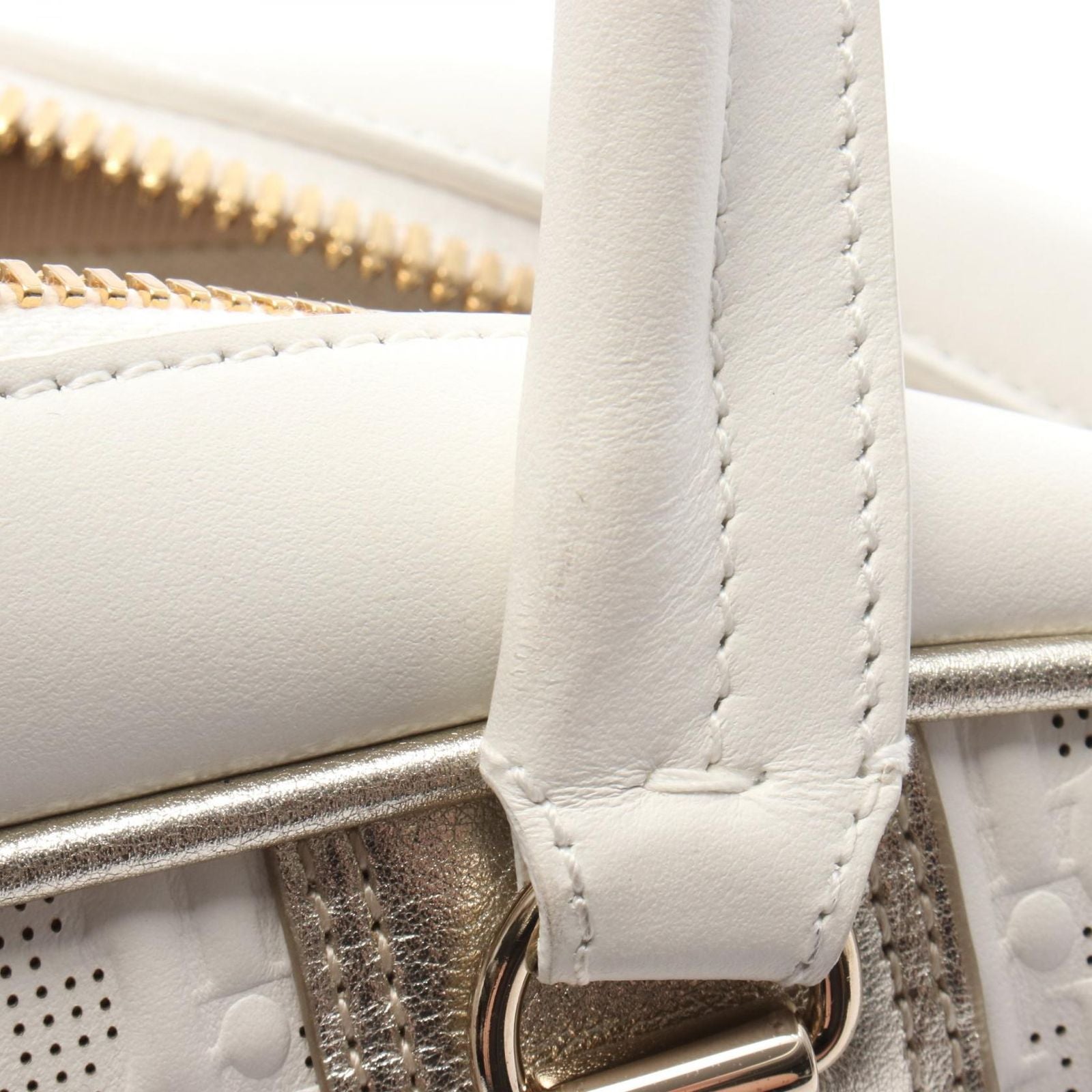 Dior Vibe Bowling Bag White Champagne Gold Leather Bow — view 8