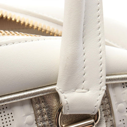 Dior Vibe Bowling Bag White Champagne Gold Leather Bow — view 8