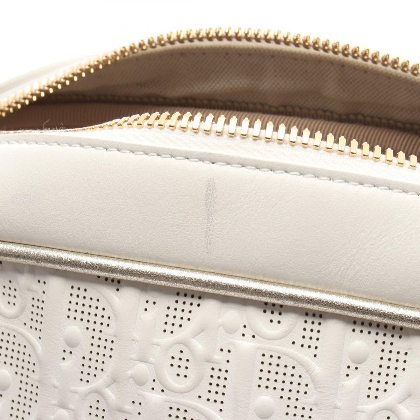 Dior Vibe Bowling Bag White Champagne Gold Leather Bow — view 6