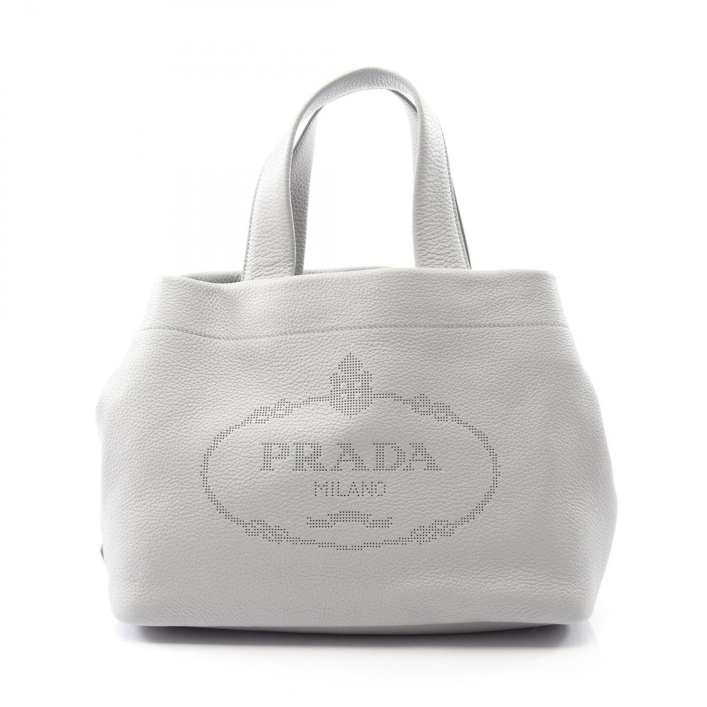 Prada Tote Vitello Daino Light Gray Leather Handbag