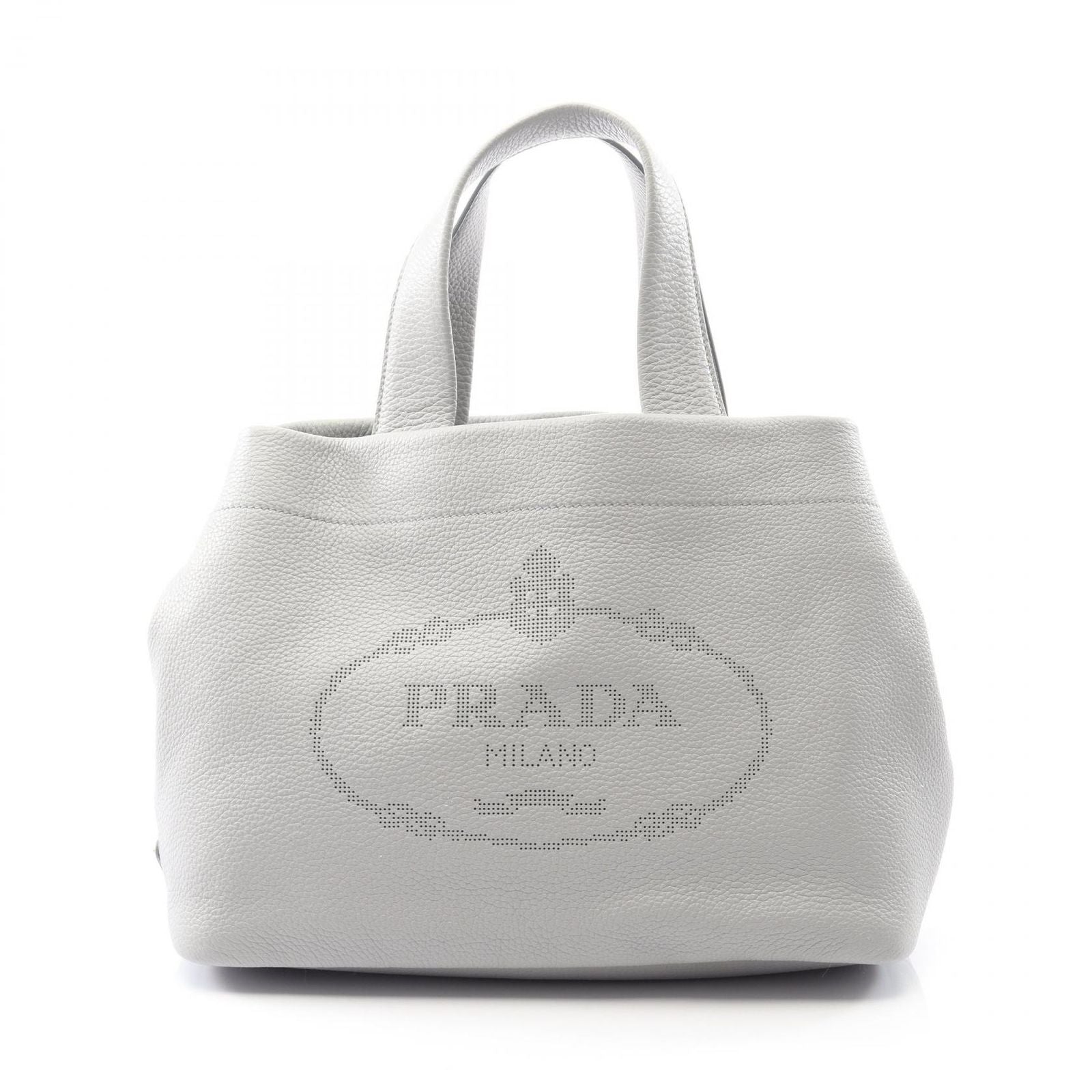 Prada Tote Vitello Daino Light Gray Leather Handbag