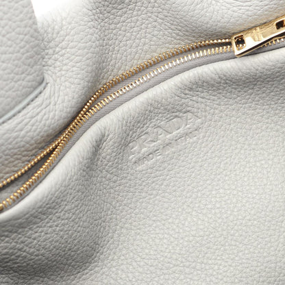Prada Tote Vitello Daino Light Gray Leather Handbag — view 4