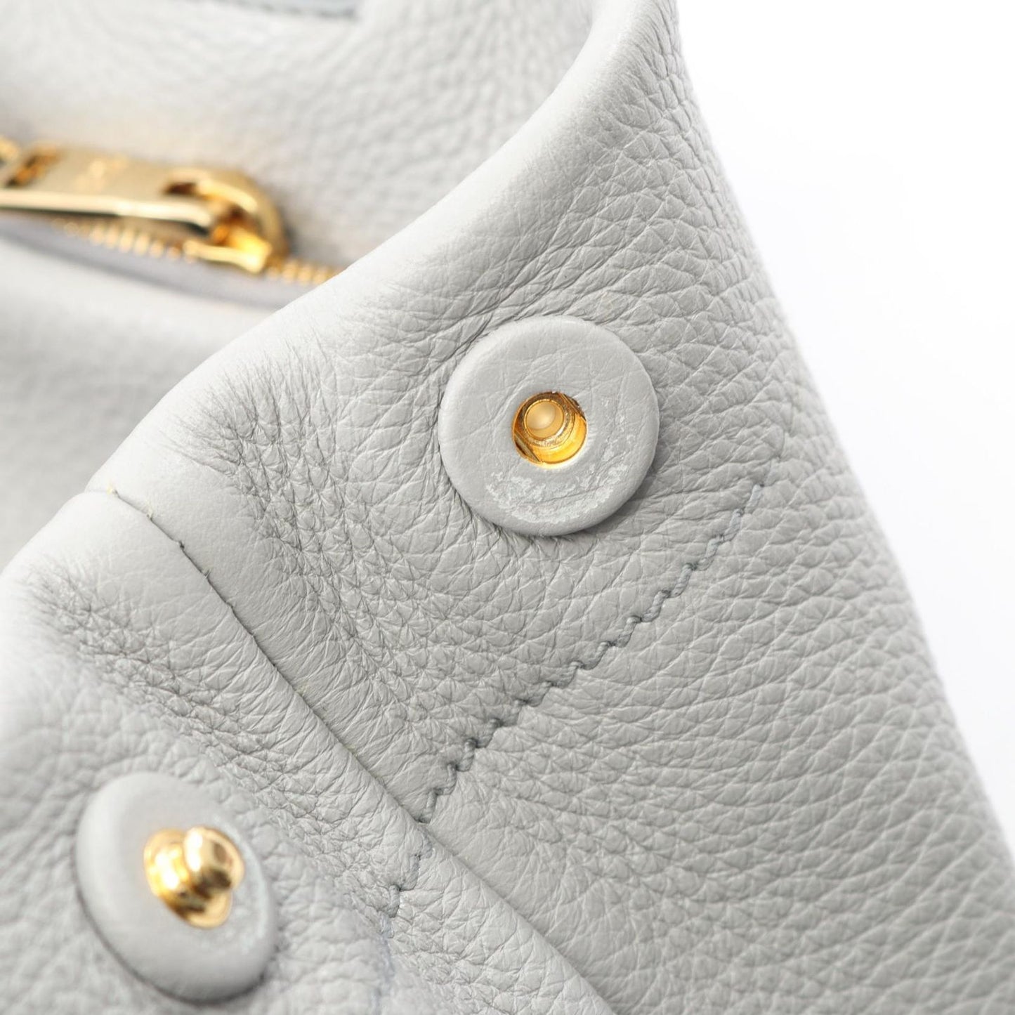 Prada Tote Vitello Daino Light Gray Leather Handbag — view 5