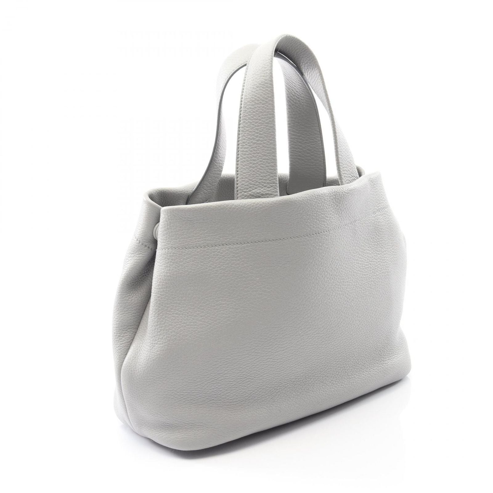 Prada Tote Vitello Daino Light Gray Leather Handbag — view 2