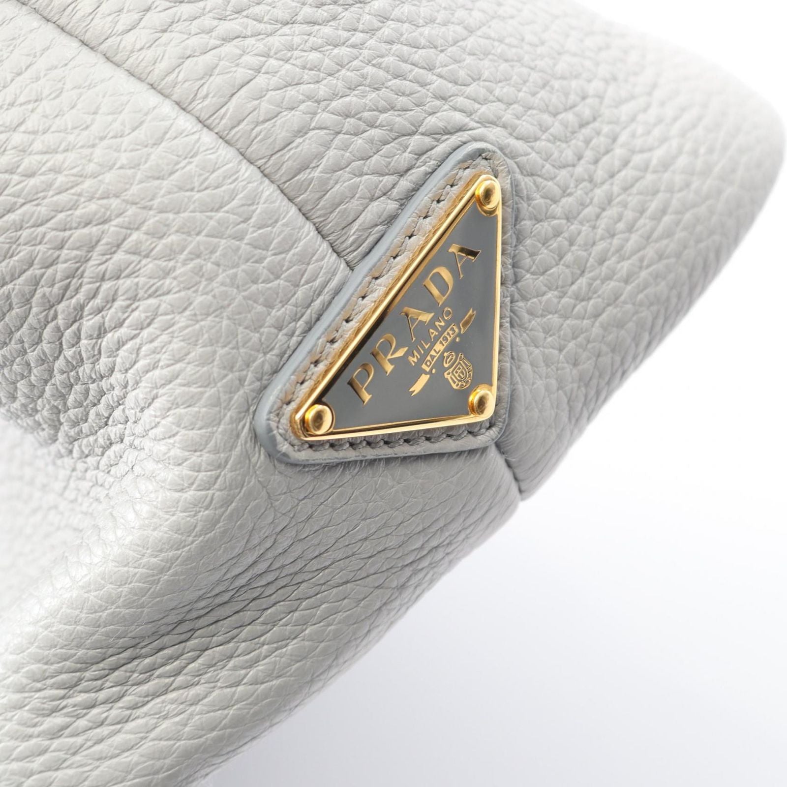 Prada Tote Vitello Daino Light Gray Leather Handbag — view 6