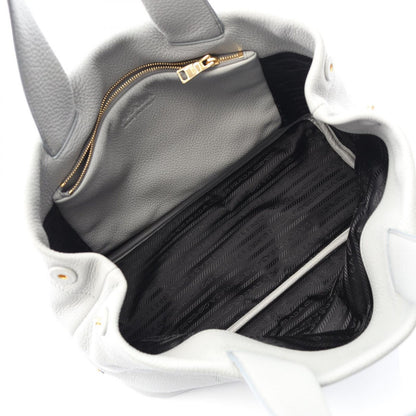 Prada Tote Vitello Daino Light Gray Leather Handbag — view 3