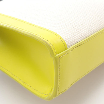 Celine Handbag Mini Vertical Cover Natural Yellow Canvas Leather Small — view 5
