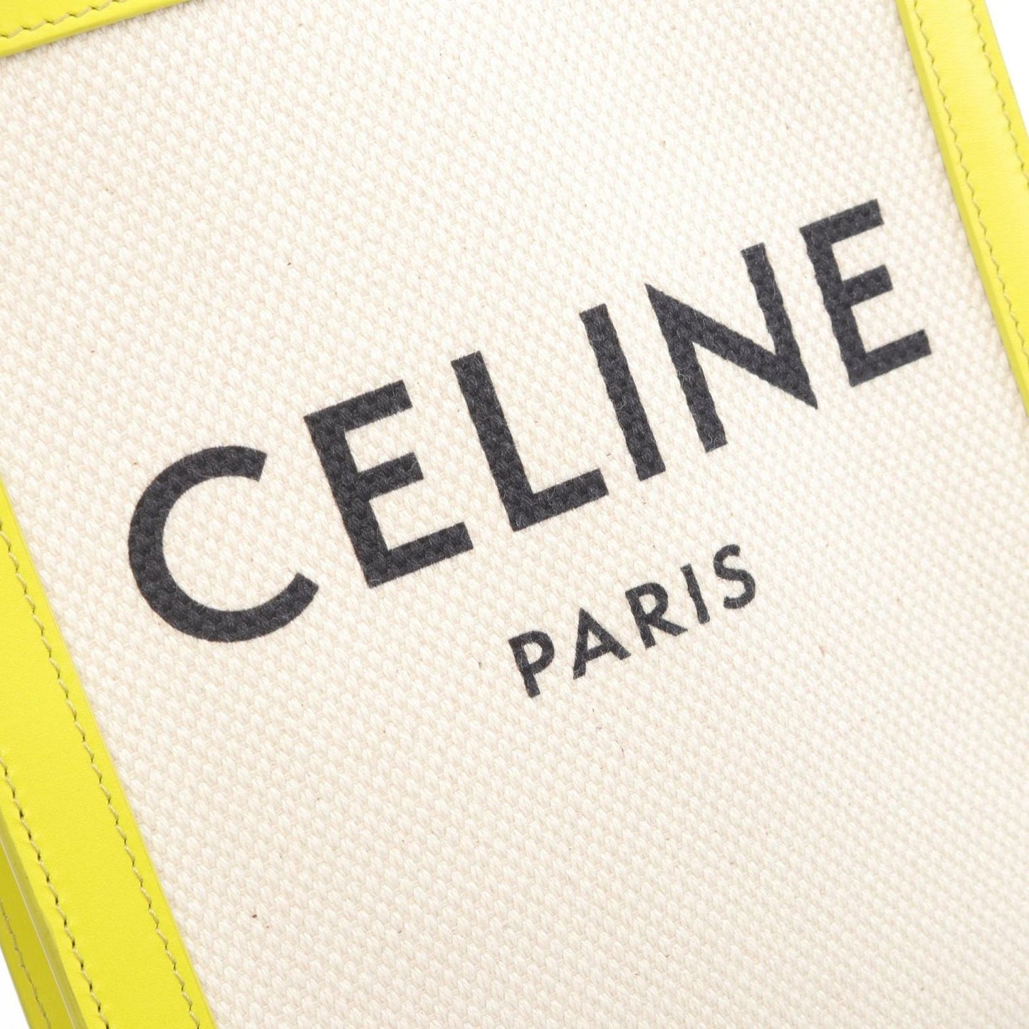 Celine Handbag Mini Vertical Cover Natural Yellow Canvas Leather Small — view 4