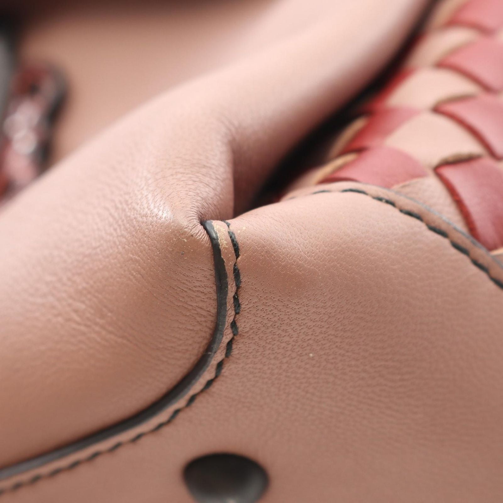 Bottega Veneta Handbag Small Piazza Pink Brown Bordeaux Leather Intrecciato — view 7