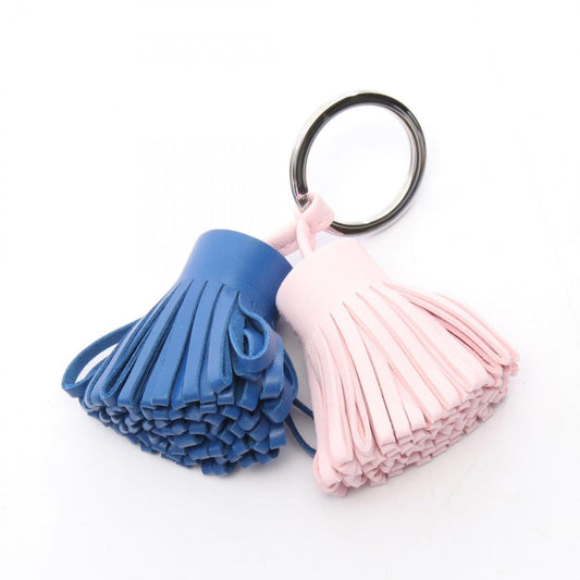 Hermes Charm Carmen Unodos Blue Malt Rose Darling Leather Keychain