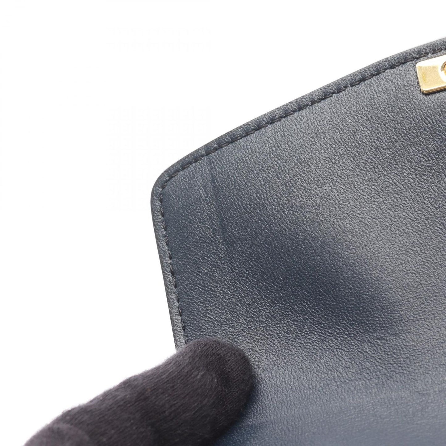 Celine Shoulder Bag Teen Triomphe Natural Navy Canvas Leather — view 5