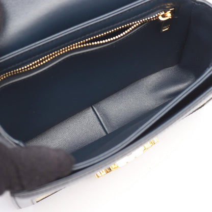 Celine Shoulder Bag Teen Triomphe Natural Navy Canvas Leather — view 3