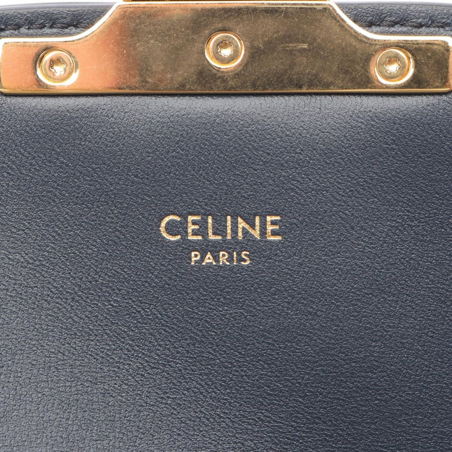 Celine Shoulder Bag Teen Triomphe Natural Navy Canvas Leather — view 4