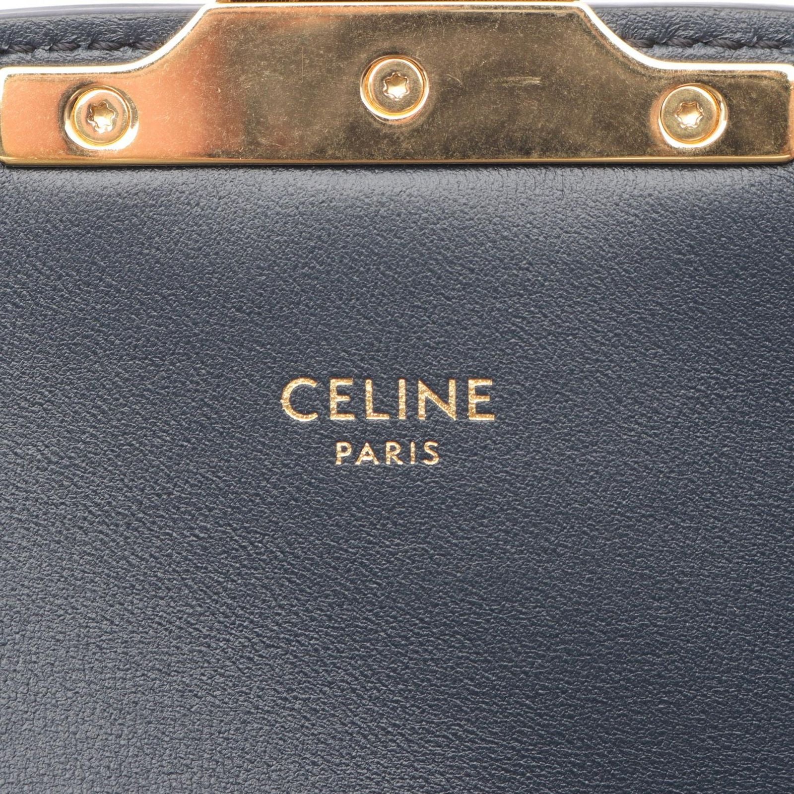 Celine Shoulder Bag Teen Triomphe Natural Navy Canvas Leather — view 4