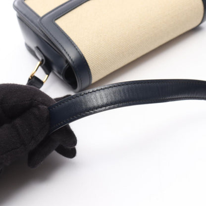 Celine Shoulder Bag Teen Triomphe Natural Navy Canvas Leather — view 7