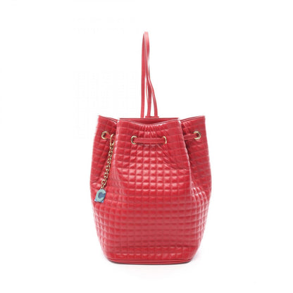 Celine Backpack Charm Small Red Leather Bucket